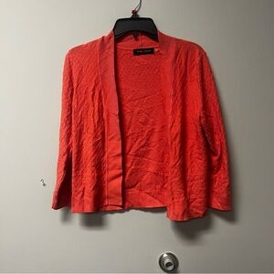 Ivanka Trump Coral Open Front Cardigan w/ Harlequin Stitching Size Small Petite